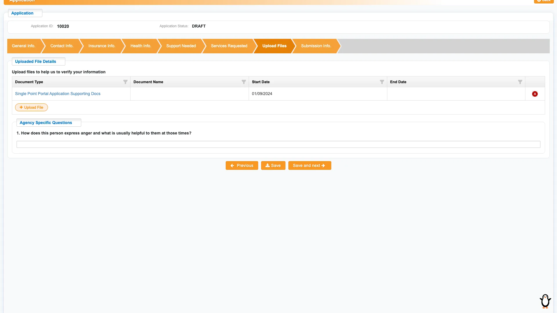 Legacy enrollment screen